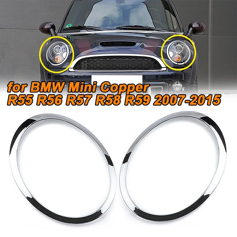 

Gloss Black/Silver Plated Car Headlight Frame For MINI Cooper S R56 R57 R55 Clubman 2007-2015 51137149905 51137149906
