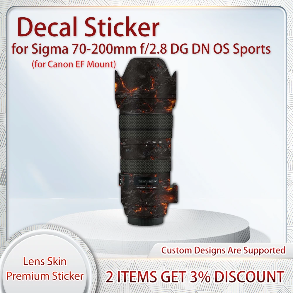Para Canon EF Mount Skin Wrap cubierto para Sigma 70-200mm f/2,8 lente deportiva piel calcomanía 70200 calcomanía piel película protectora cubierta