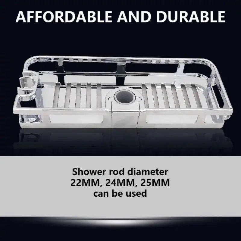 Storage Rack Punch-Free Shower Rod Storage Tray Shelf Tray Lift without Punching for Kitchen Bathroom