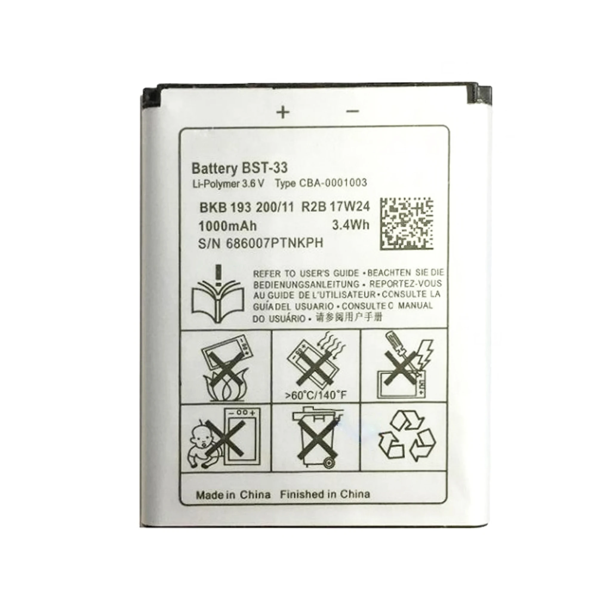 Original BST-33 Mobile Phone Battery For Sony Ericsson W205 W300 W300i W302 W395 W595 W595a W610 W610i W660 W705 W705u Batteries