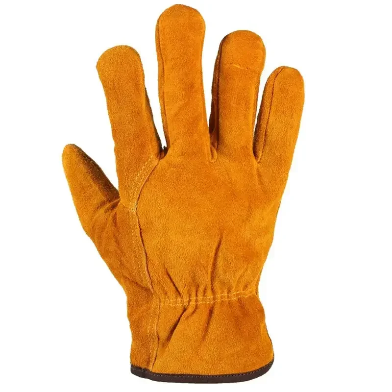 Cowhide Leather Gloves, 1 Pair,Durable Women Men Work Gloves, Hand Protection Wear for Welding Safety, Gardening, Driving 가죽작업장갑