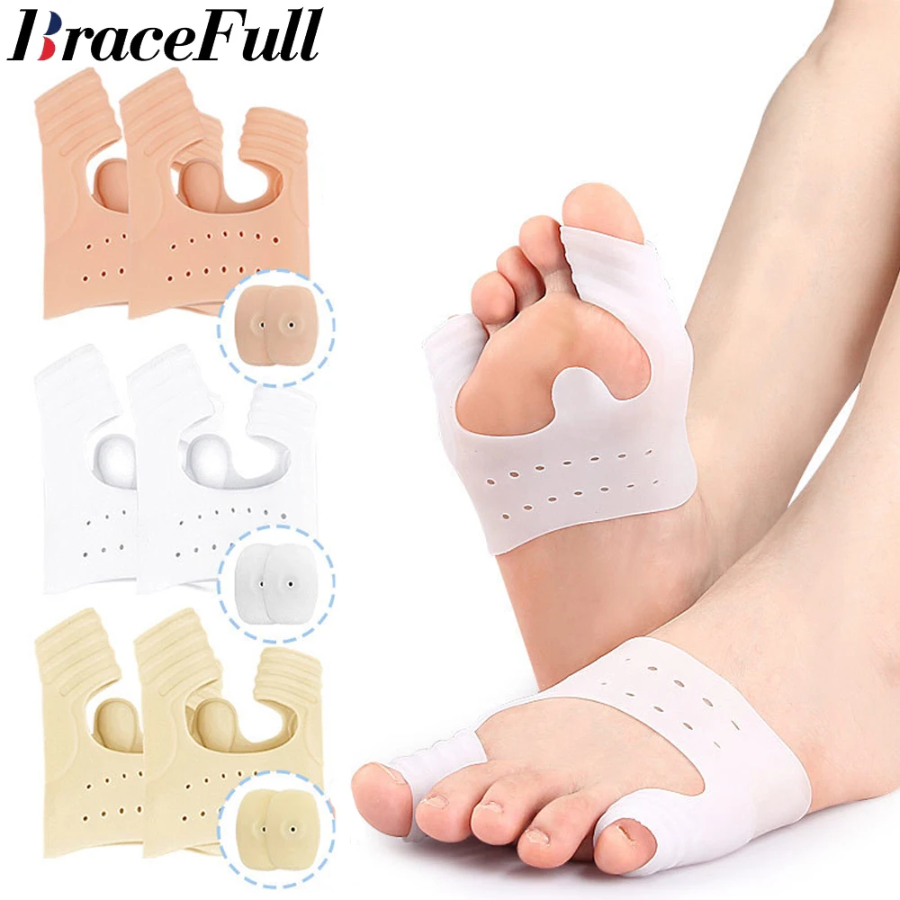 2pcs Silicone Forefoot Pads Gel Insoles Pads Toe Separator Cushion Pad Pain Relief Insoles Finger Toe Valgus Corrector Gel Pads