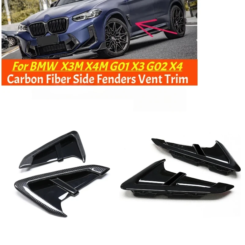 

For BMW X Series X3 G01 X4 G02 M40i X3M F97 Real Carbon Black Side Fender Air Wing Vent Trim X3m X4m Style Fender Light Trim