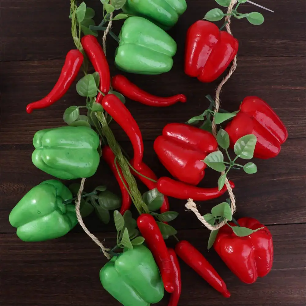 Restaurant String Pendant Wall Decor Fake Chili Pepper Photography Props Artificial Vegetables Fake Vegetables Simulation Food