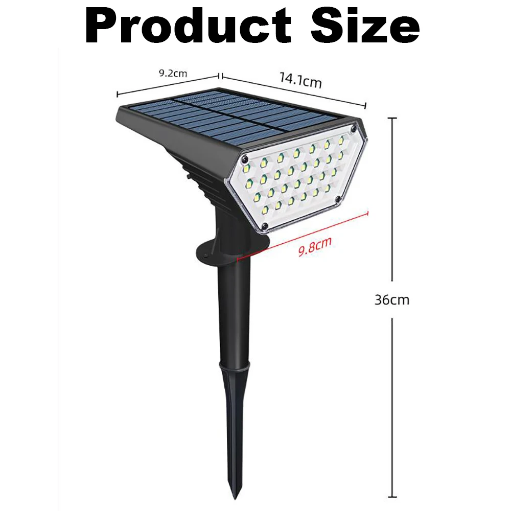 Solar Powered Outdoor Spot Lights, impermeável, luzes de paisagem para exterior, 28LED, 3 modos, crepúsculo ao amanhecer