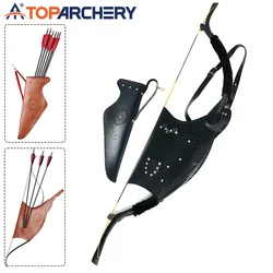 Arrow Quiver Hold Arrows Bow Bag Case Durable Black Leather for Archery Outdoor Hunting Shooting Without Arrows and Bow