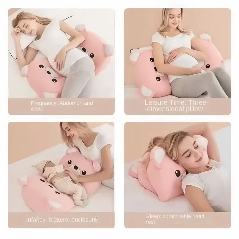 Oreiller de Grossesse Confortable, Soutien de la Taille Réglable, Coussin de Corps en Coton Doux pour Dormeuses Latérales, Soins Infirmiers et Confort Abdominal