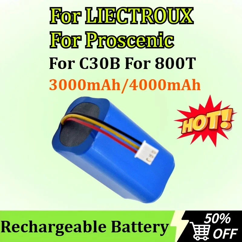 SWZY New Battery 14.4V 3500mAh/4000mAh for LIECTROUX C30B Robot Vacuum Cleaner Lithium Cell Rechargeable Batteries for Proscenic