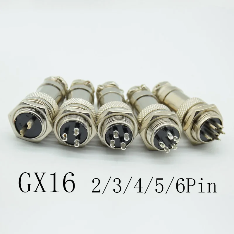 1set  Diameter 16mm  GX16-2/3/4/5/6 Pin Male  Female  Wire Panel Connector GX16 Circular Connector Aviation Socket Plug