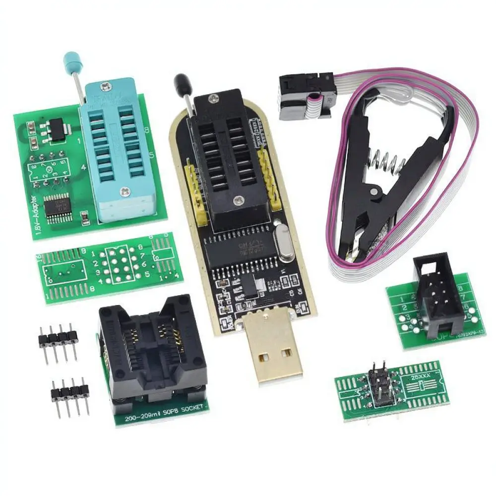 USB CH341B Programmer With SOP8 Clip For TZT Teng BIOS Chip Flashing Tool Firmware Update Accessory IC Burner Module Kit