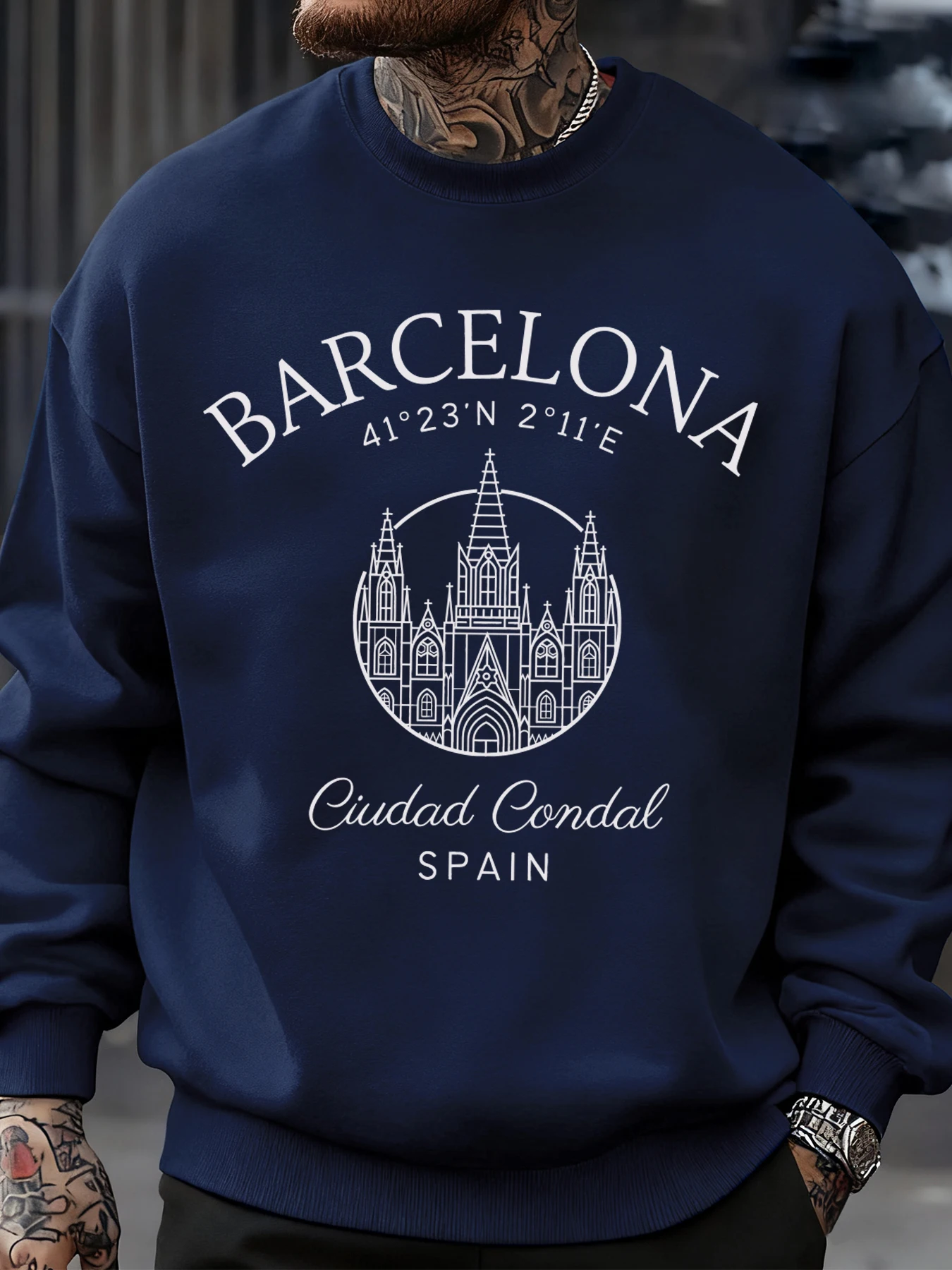 Barcelona Cprint Autumn Men Sw - Street Fashion Barcelona 评论和价格