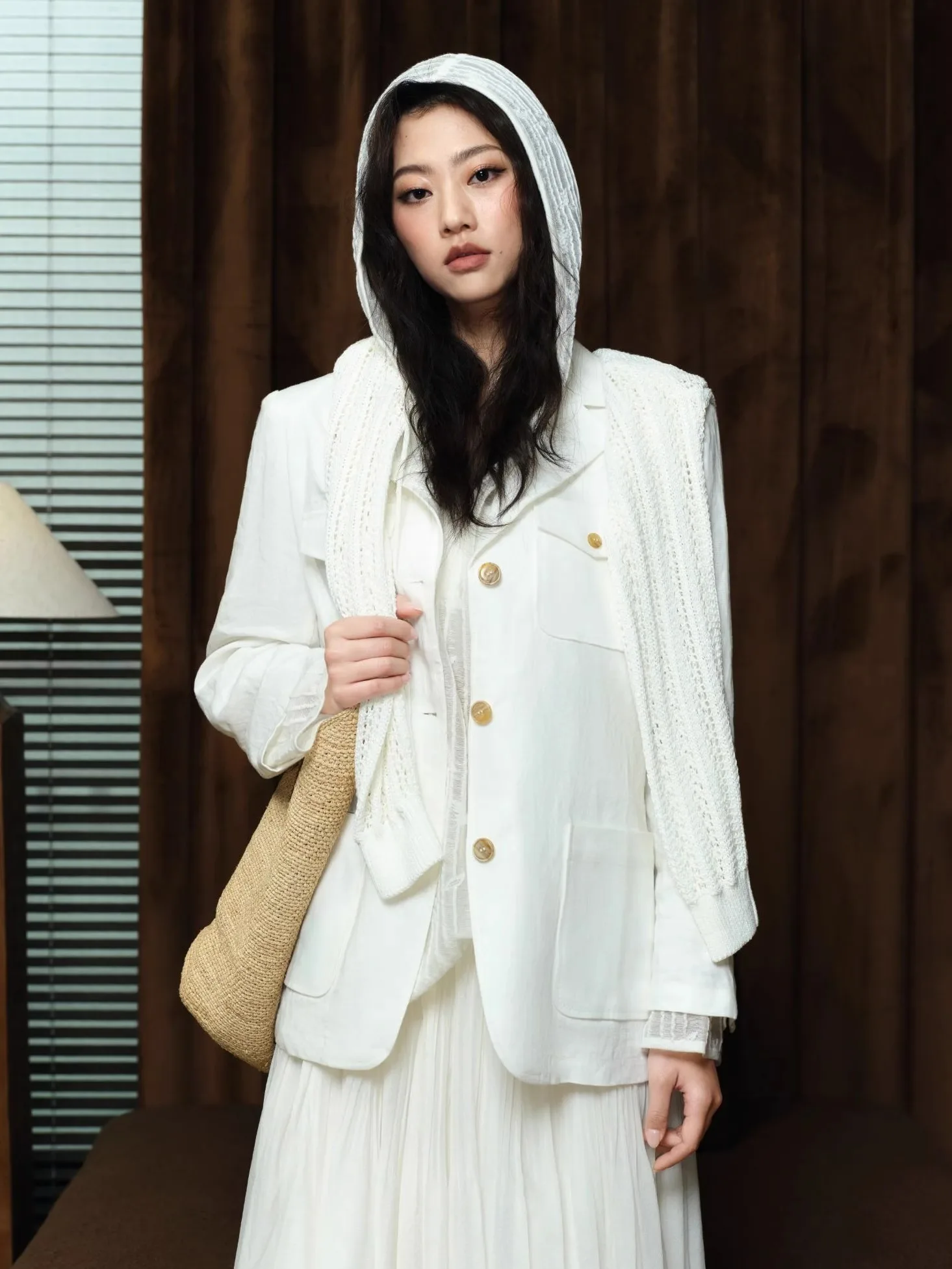 

Летний тонкий костюм W.Diva из 100% льна: элегантный, интеллектуальный, белый, для повседневной носки, с длинными рукавами, однотонный, женский