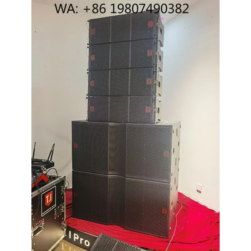 Complete Audio Set with Amplifier Mic Mixer Dual 10 Inch Line Array for Stage Events