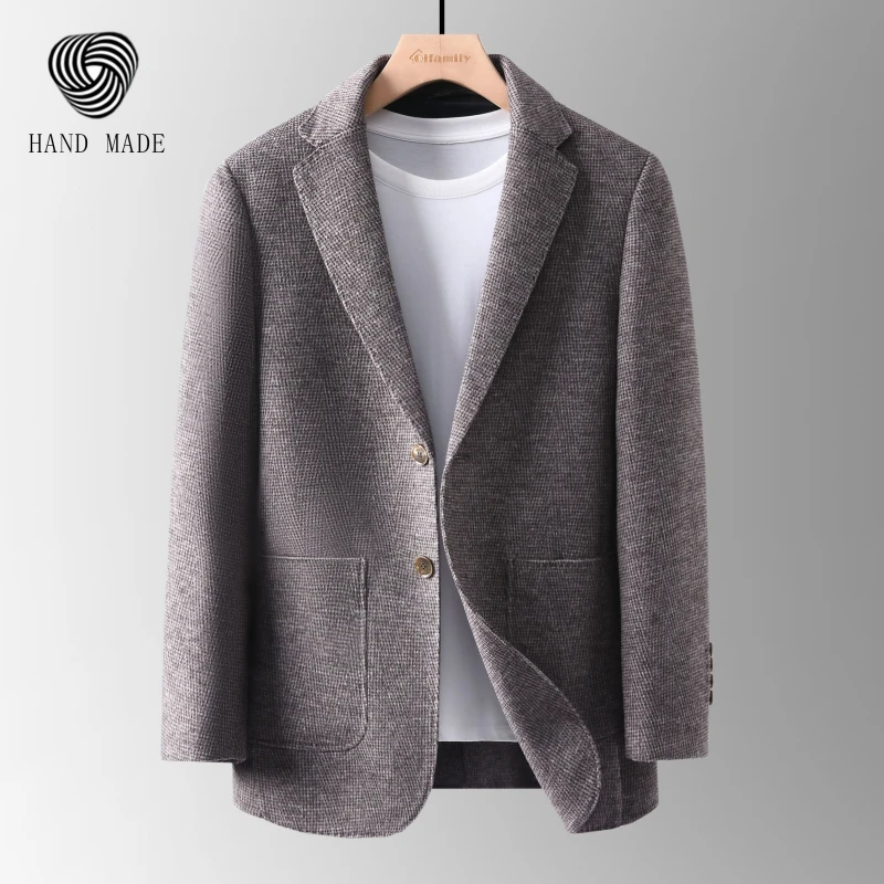 

2023 Autumn and Winter High Quality Fashion Handsome Trend Double-sided Suit Men's Short Slim-fit Coat Wool Small Suit