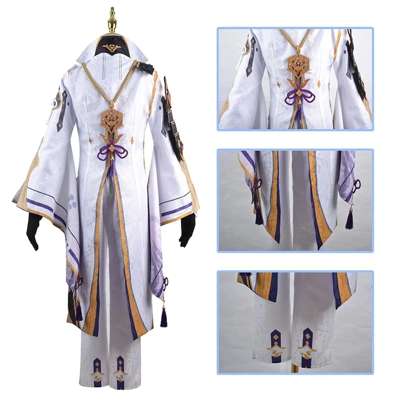 Kamisato Ayato Cosplay Costume pour Hommes, Genshin Impact, Uniforme, Perruque Anime, Costumes d'Halloween, Jeu