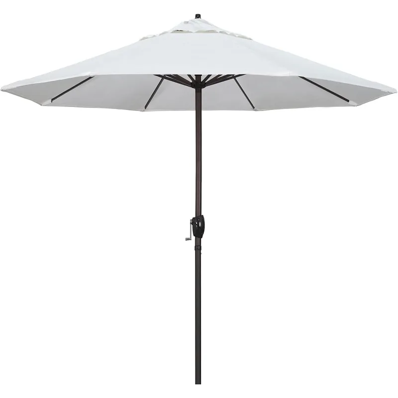 

California Umbrella 9' Round Aluminum Market Umbrella, Crank Lift, Auto Tilt, Bronze Pole