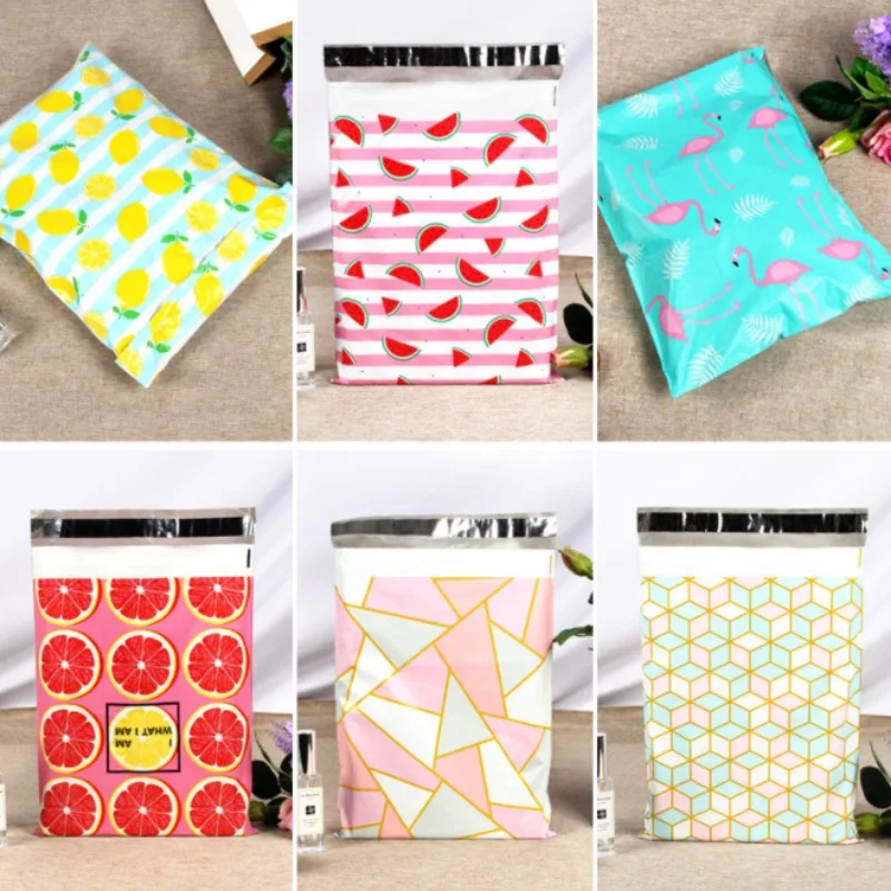 10/100PCS Poly Mailer Adhesive Envelope Courier Print Bag DIY Lady Panties Dress T-shirt Wedding Xmas Gift Box Packaging Pouches