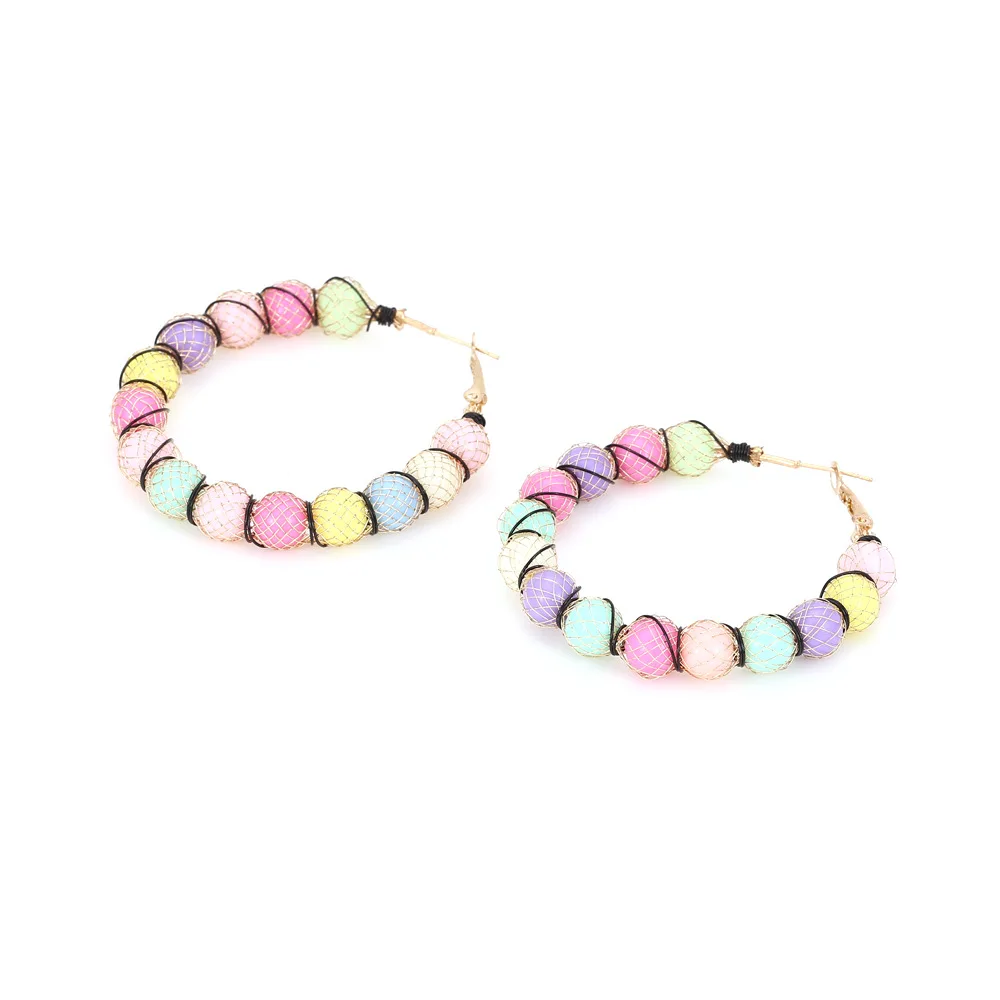 Korean style personalized creative simple candy color beaded earrings earrings fashion versatile vacation style earrings earring