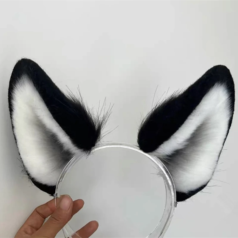 Original Handmade Custom Halloween Cosplay Props Simulation Animal Wolf Cat Fox Ears Headband Hairhoop Xmas Accessories