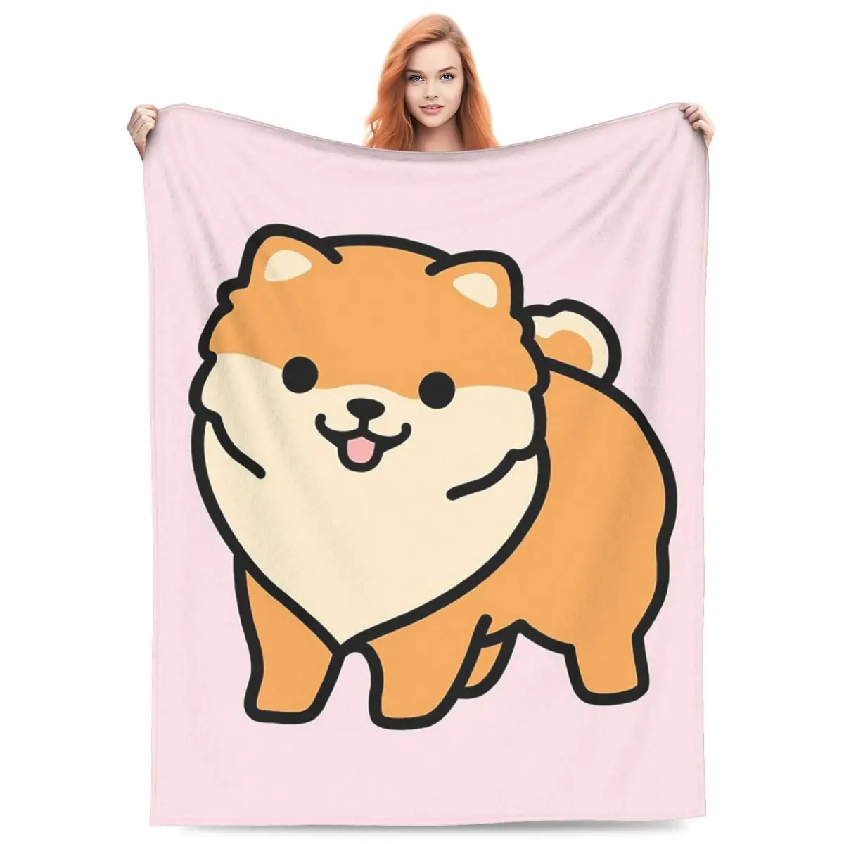 Pomeranian Blankets Flannel Sofa Throw Blanket Super Soft for Couch Bedding Throws Bedspread Quilt