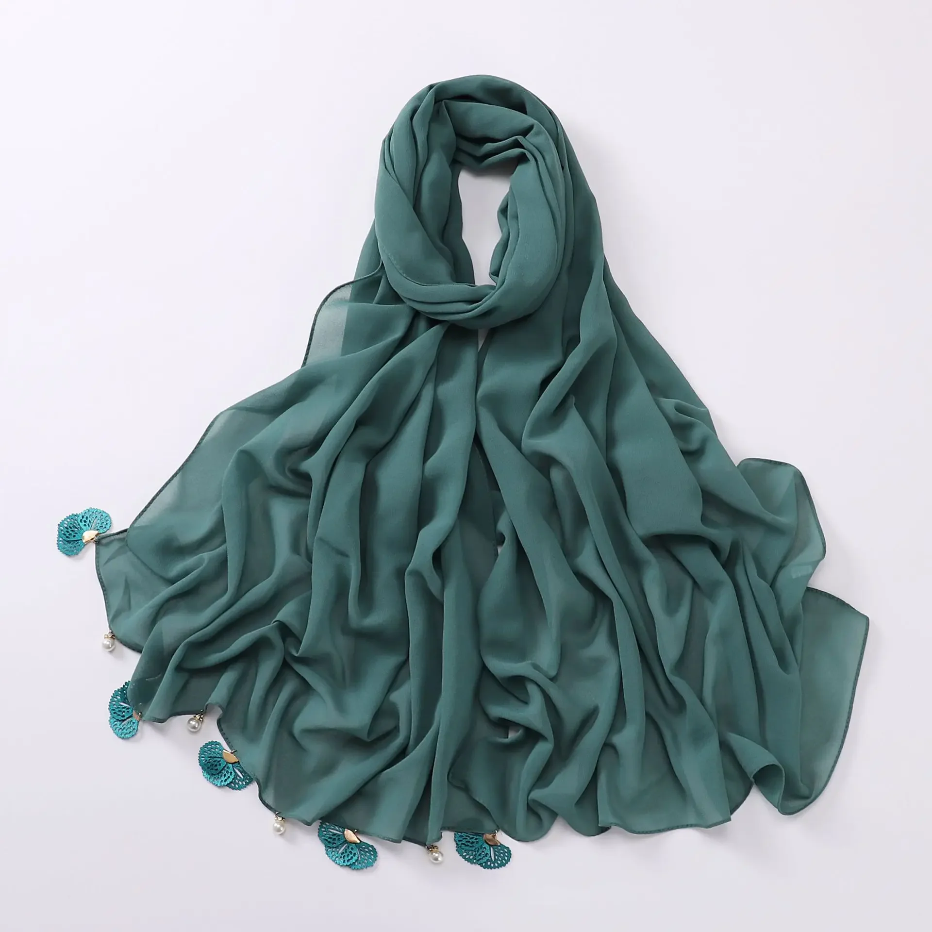 

Bubble Pearl Chiffon Scarf Tassel Beads Hijab Muslim Headscarf Veil Shawls Wrap Bandanas Headband Bufanda Foulard Turbante Mujer