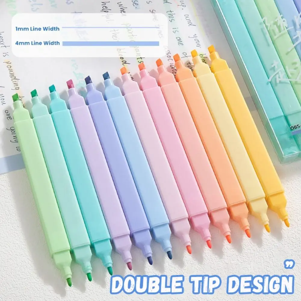 6PCS/Set Double Head Highlighter Pen Oblique Soft Tip Painting Graffiti Art Marker Pen Eye Protection Painting Color Pen