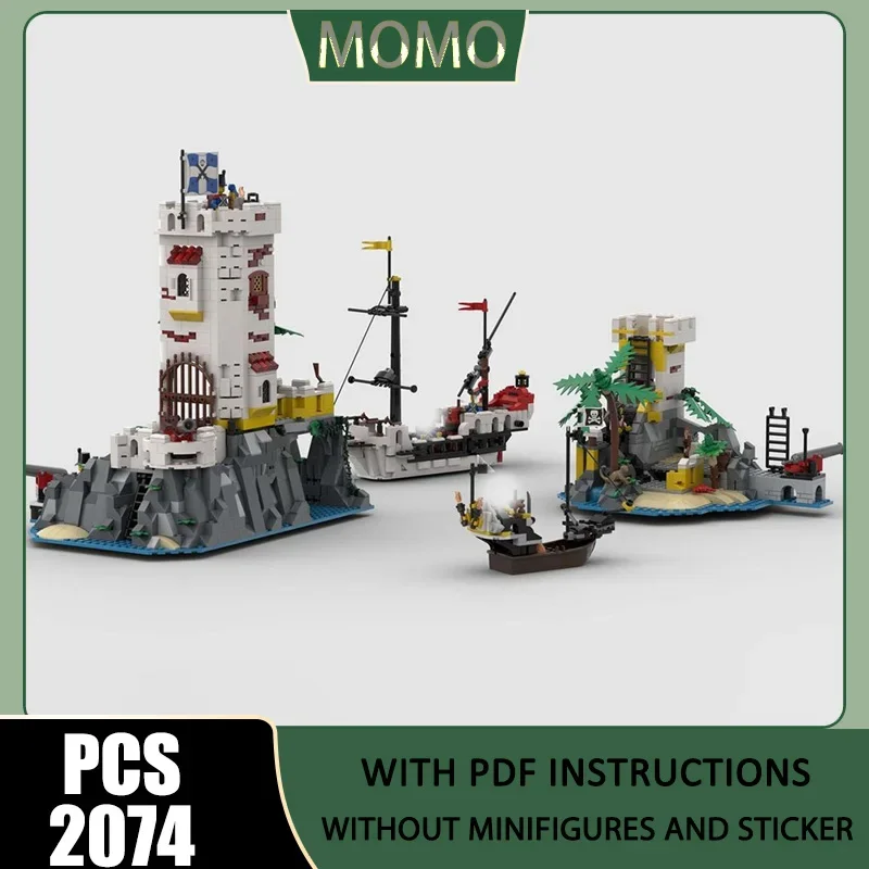 Street View Moc Building Blocks Pirate Fortress Outpost Model Technology Brick Assembly Construction DIY Toys Holiday Gifts