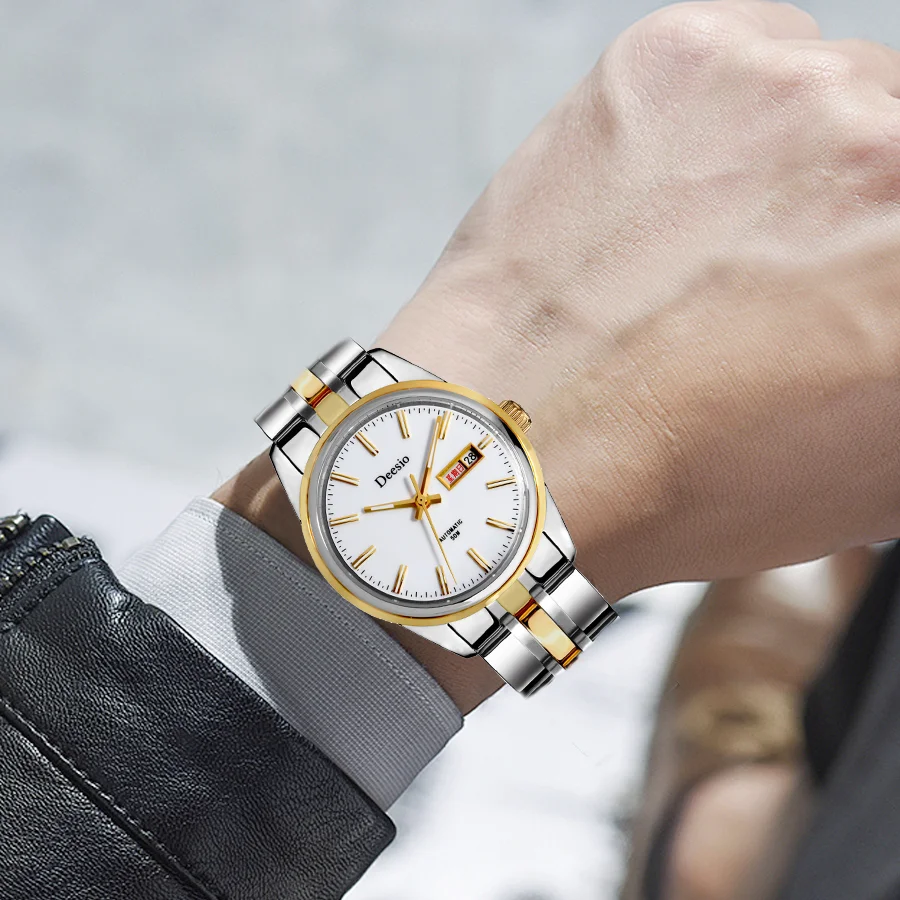 Deesio Brand Automatic Mechanical Wristwatch Sapphire Glass 50M Waterproof Business Couple Watch relojes de pulsera mecánicos