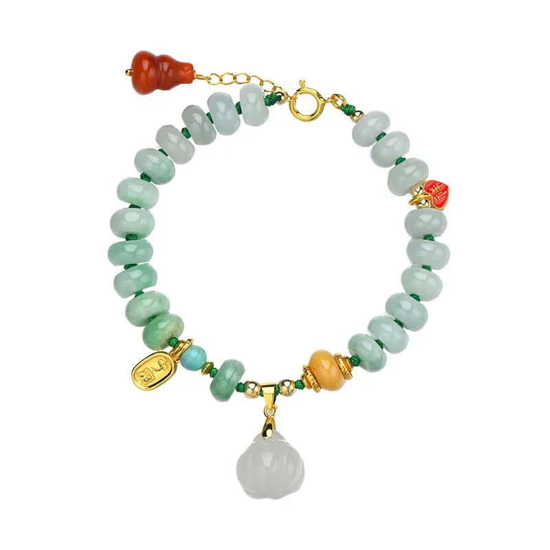 

Green Agate Beads Bracelet For Women Ladies Hotan Jade Pendant Gourd Bracelet Jewelry Couple Best Selling Holiday Gift