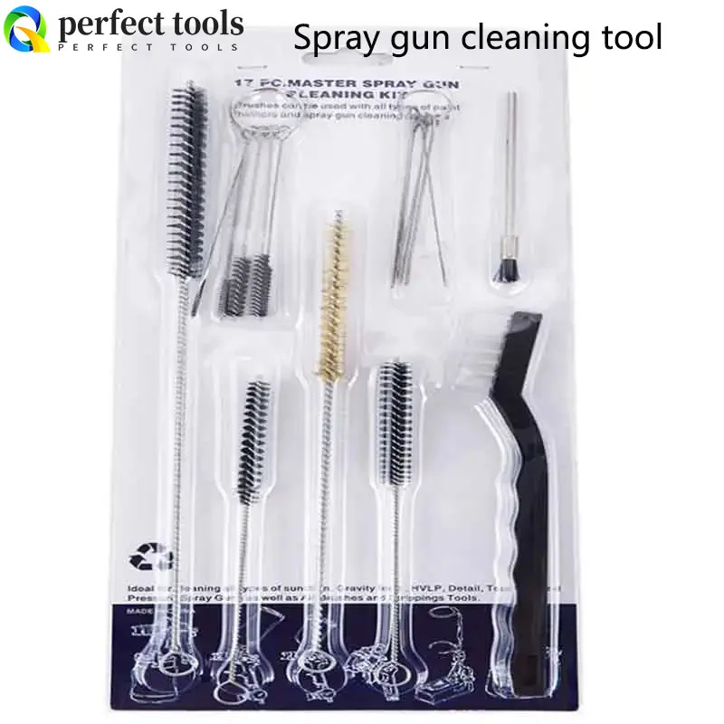 17Pieces of spray gun cleaning kits brushes stainless steel needles air brushes auto hardware spray guns  cleaning tools