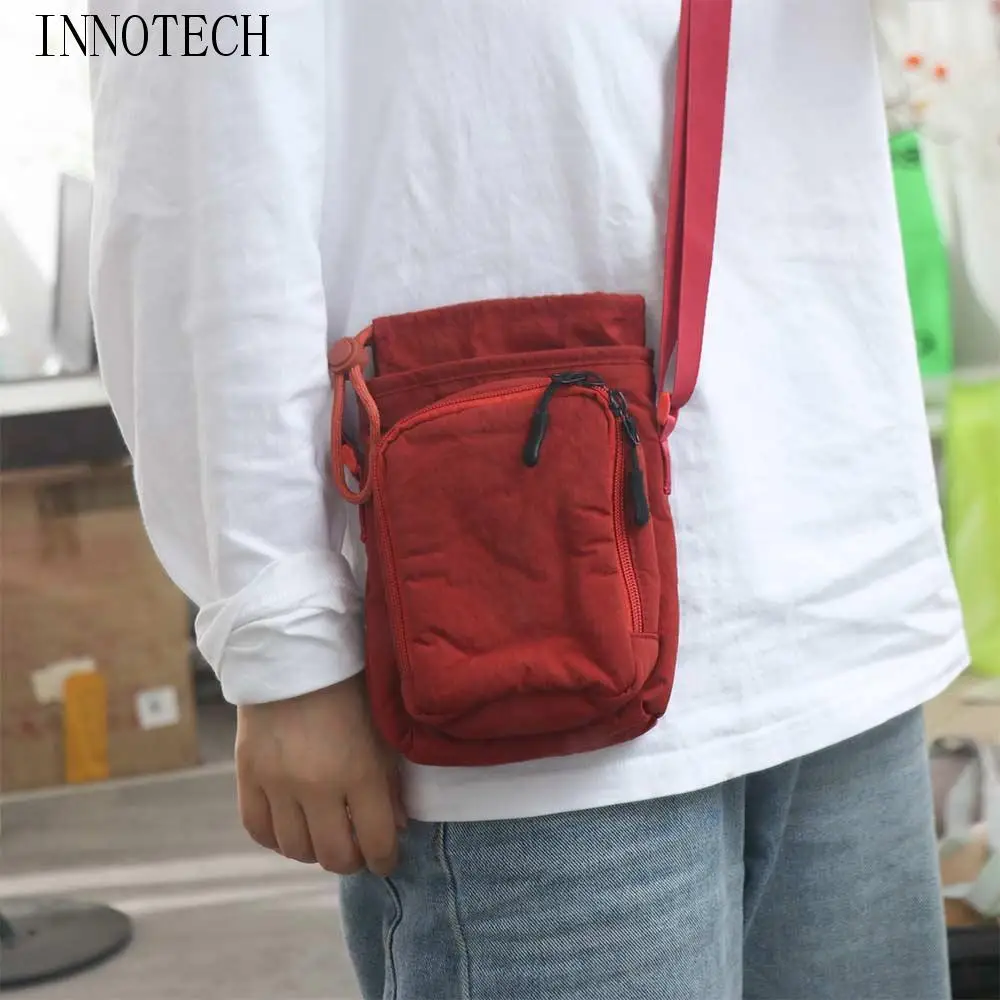 

Canvas Shoulder Water Bottle Bag Drawstring Minimalist Crossbody Mobile Phone Bag Solid Color Korean Style Water Cup Bag