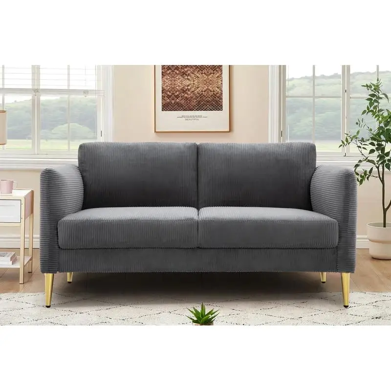 

Современный вельветовый двухместный диван, плюшевые мягкие подушки, каркас из массива дерева, компактная мебель для гостиной и квартиры