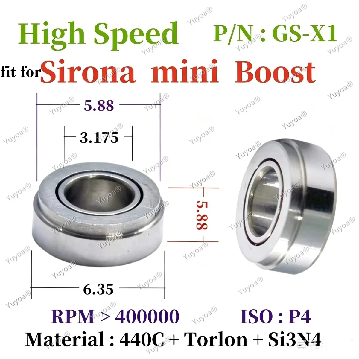 3pcs Dental Handpiece Ceramic Bearing for SIRONA T3BOOST T2/T3MINI High Speed Turbine Device Cartridge Step Flange Bearing