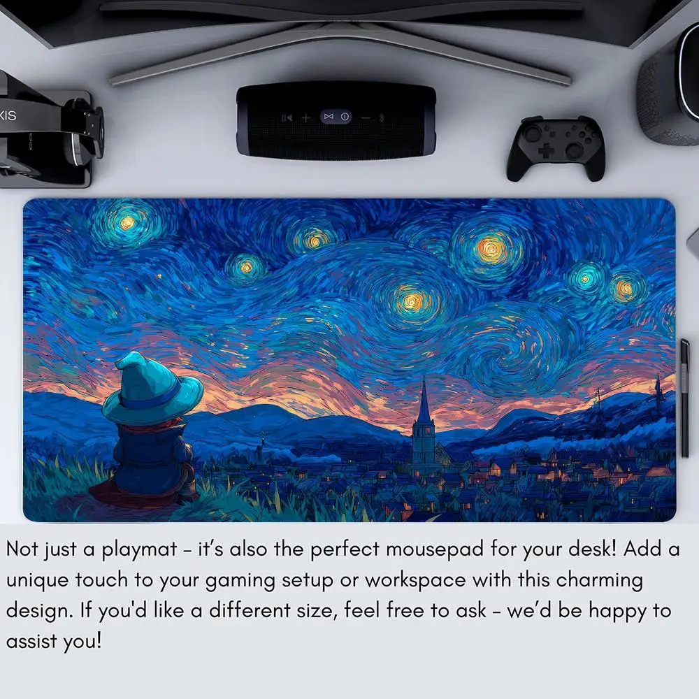 Tapis de jeu de carte magique avec zone étoile lune nuit magicien magique MTG tapis de jeu tapis de jeu tapis de bureau tapis de jeu de bataille de commandant