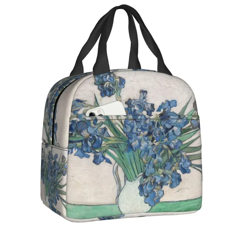 Vincent van gogh iris isolierte Mittags tasche für Kunstmalerei tragbare thermische Kühler Lebensmittel Lunchbox Arbeit Schulreisen