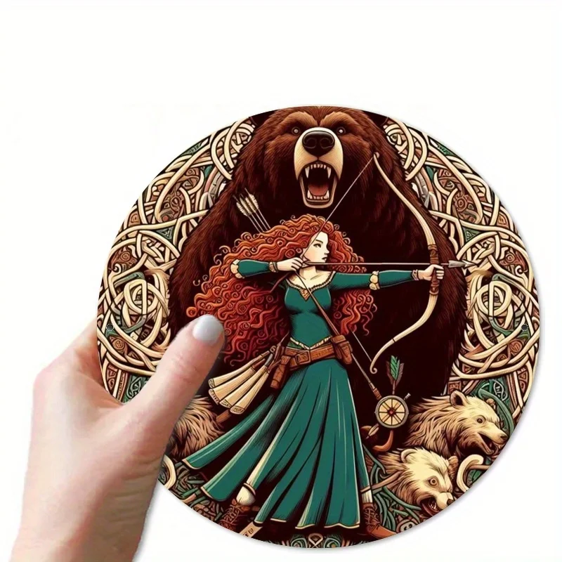 مسطح ثنائي الأبعاد - قطعة واحدة 20.32 × 20.32 سم Merida'S Bravery & Freedom Iron Wall Art - تأثير ثنائي الأبعاد، طراز كلاسيكي، سهل التعليق لديكور المنزل في Liv #1