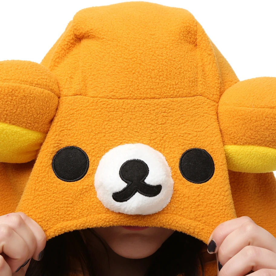 Polar Fleece Animal Kigurumi Rilakkuma Bear Adults Onesies Pajamas Women Jumpsuit  Men\'s Sleepwear for Halloween Carnival Party