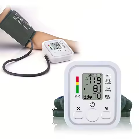 Monitor de pressão arterial médica profissional display led braço superior monitor automático bp esfigmomanomete com manguito ajustável adulto