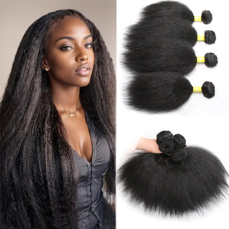 Honeys-Curto sintético Yaki Straight Crochet extensões de cabelo para mulheres, Kinky Straight Fake Hair, Ombre Braiding Bundles