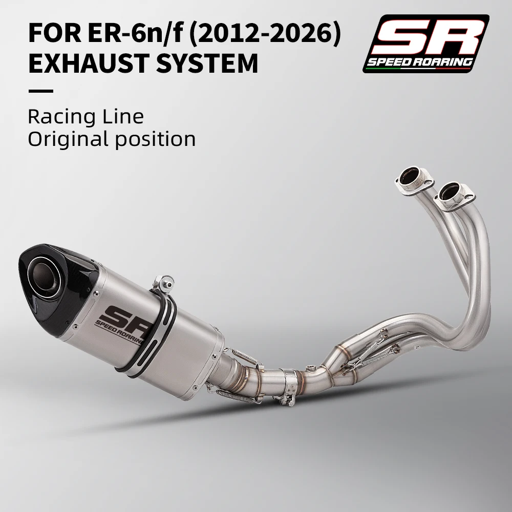 

Motorcycle Exhaust System for ER6N ER6F NINJA650 Z650 2012-2026 Front Pipe Link Pipe with 2 Oxygen Sensors Connect 51MM muffler