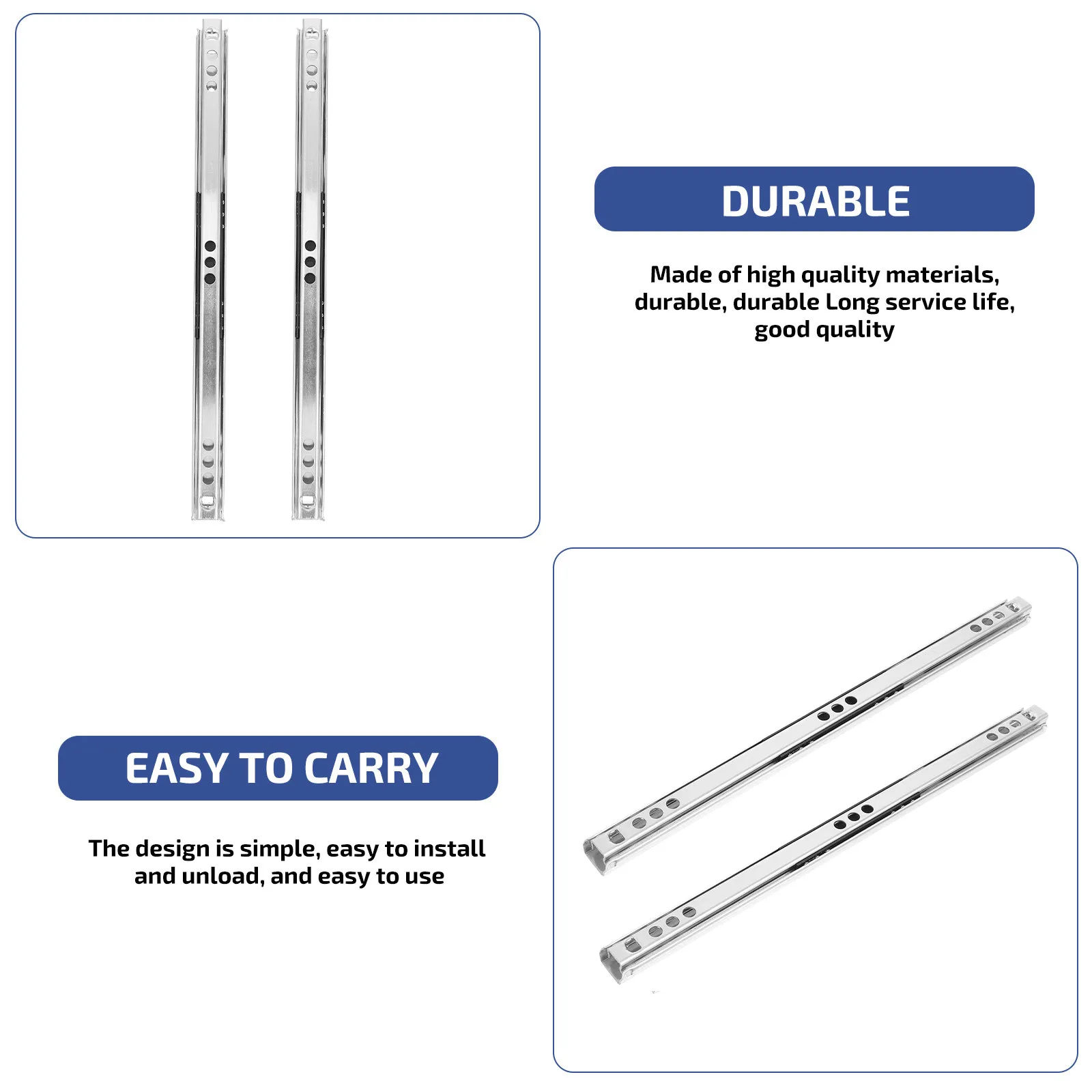 2Pcs Double Direction Push Pull Miniature Drawer Slide Cabinet Furniture Slide Cold Rolled Steel Heavy Duty Smooth Stable