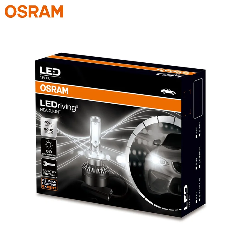OSRAM LED H1 9012 HIR2 LEDriving HL Headlight 12V 19W 6000K Cool White LED Car Lamp Original Fog Light High/Low Beam 2pcs