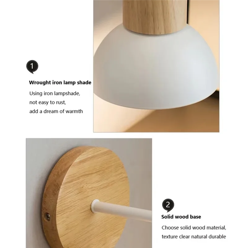 

【Perfect-Gift!】Nordic Wood Wall Lamp Lighting Fixture For Living Room Bedroom Study Kid Room Hallway Bedside Home Decor Lighting