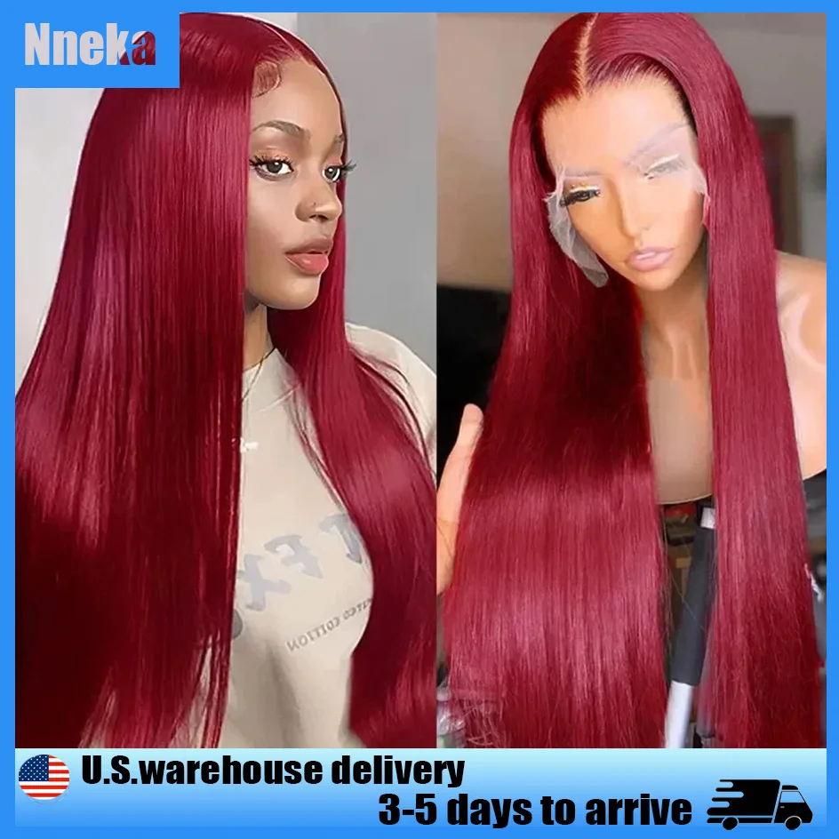 

Nneka Bone Straight Human Hair Wigs Burgundy 13x6 Hd Lace Frontal Human Hair Wig 99j Human Hair Wig 13x4 Lace Frontal Brazilian