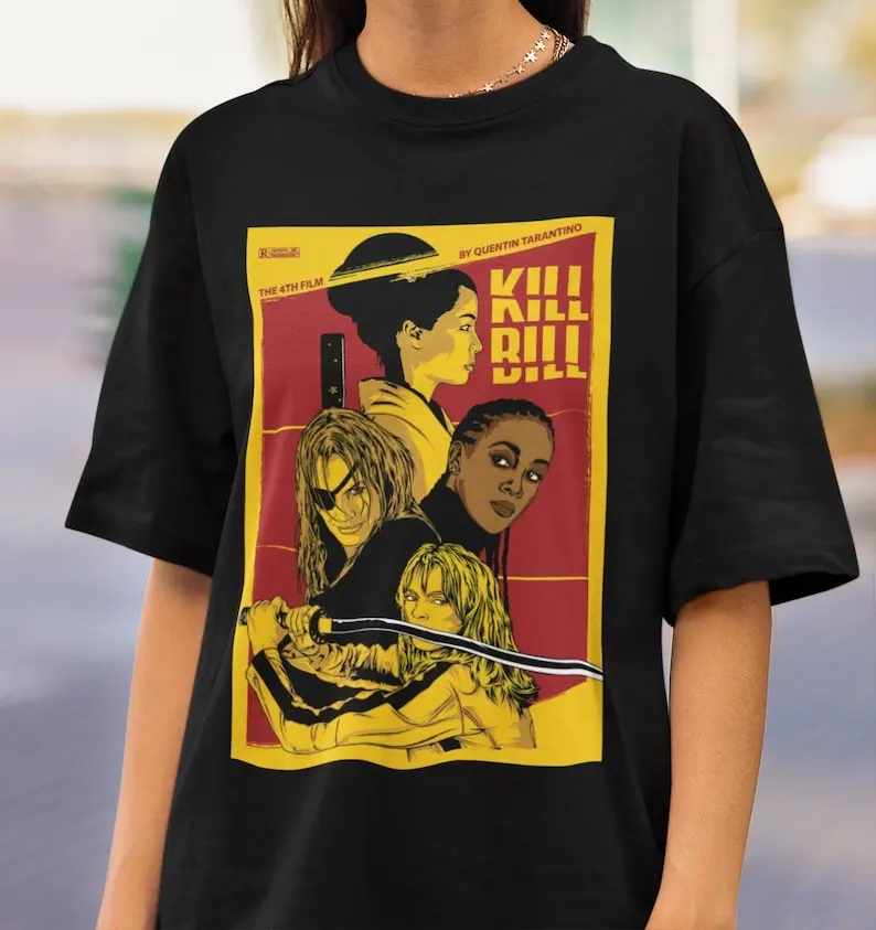 Kill Bill Movie Artwork T-shirt for Quentin Tarantino Fans, Japanese Action Movie, Unisex, Gift for Classic Movie Lovers