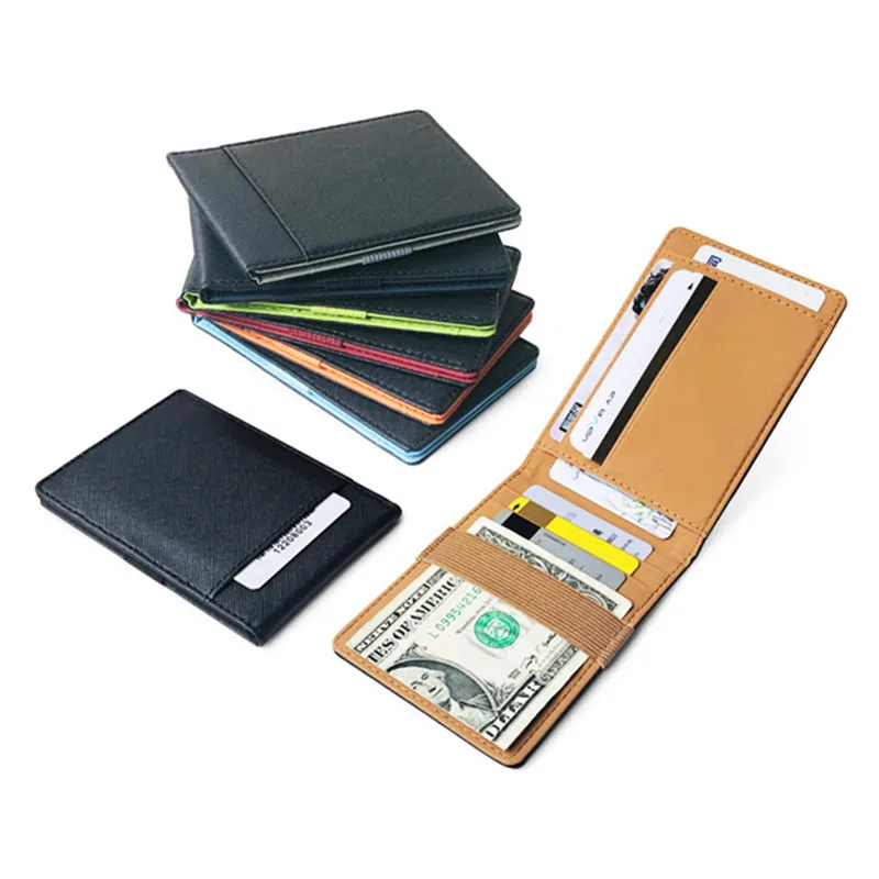 

New Women Men Ultra-Thin Bifold Magic Wallet PU Leather Male Female Credit Bank Card Holder Case Money Clip Bag Coin Purse Pouch