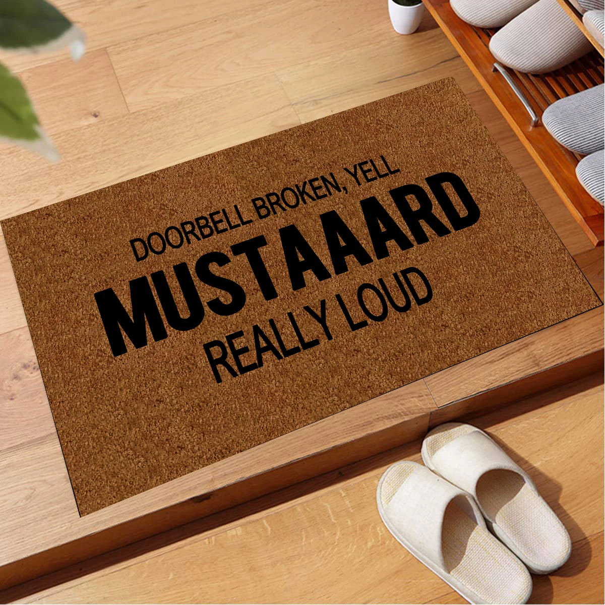 Doorbell Broken Yell Mustaaard Really Loud Doormat Rubber Kitchen Mat Garden Garage Door Floor Mat Non-Slip Carpet Entrance Rug