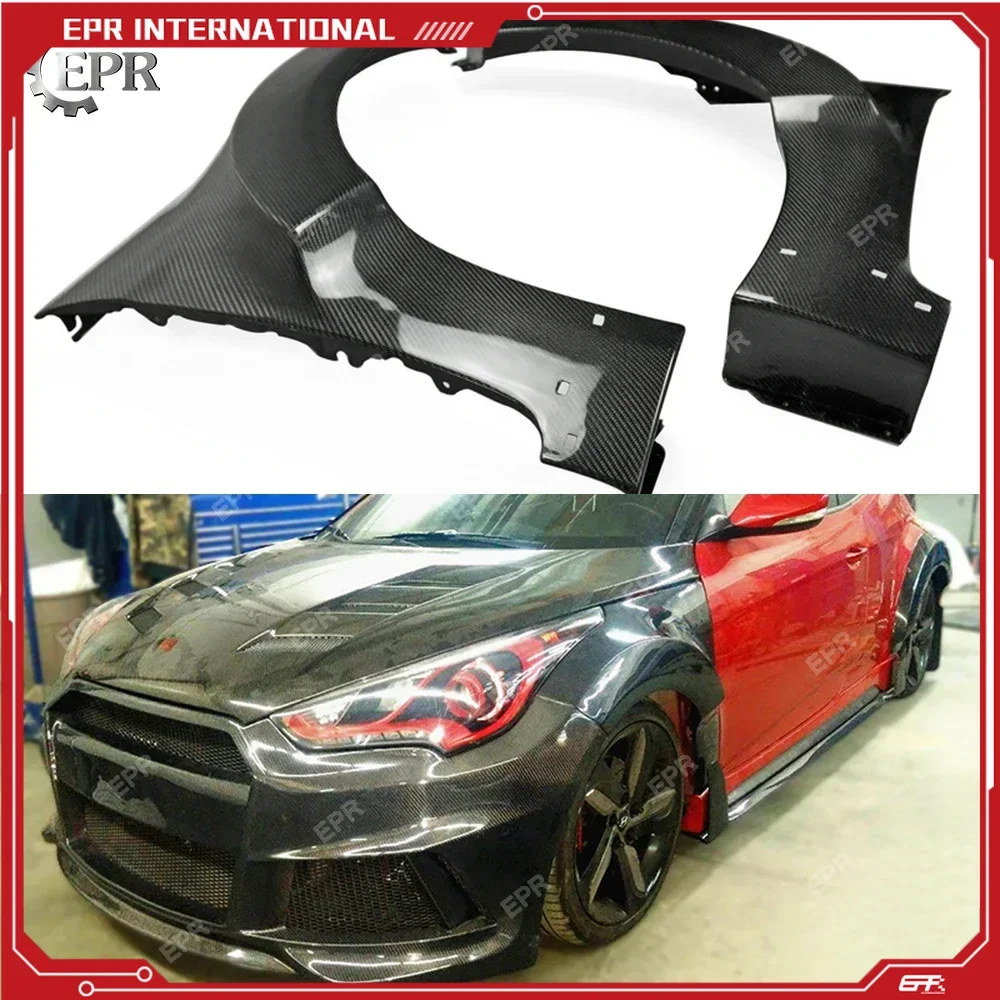 

Карбоновое переднее крыло для Hyundai Veloster, углеродное волокно Lordpower, широкий корпус, накладка на переднее крыло, аксессуары для Veloster