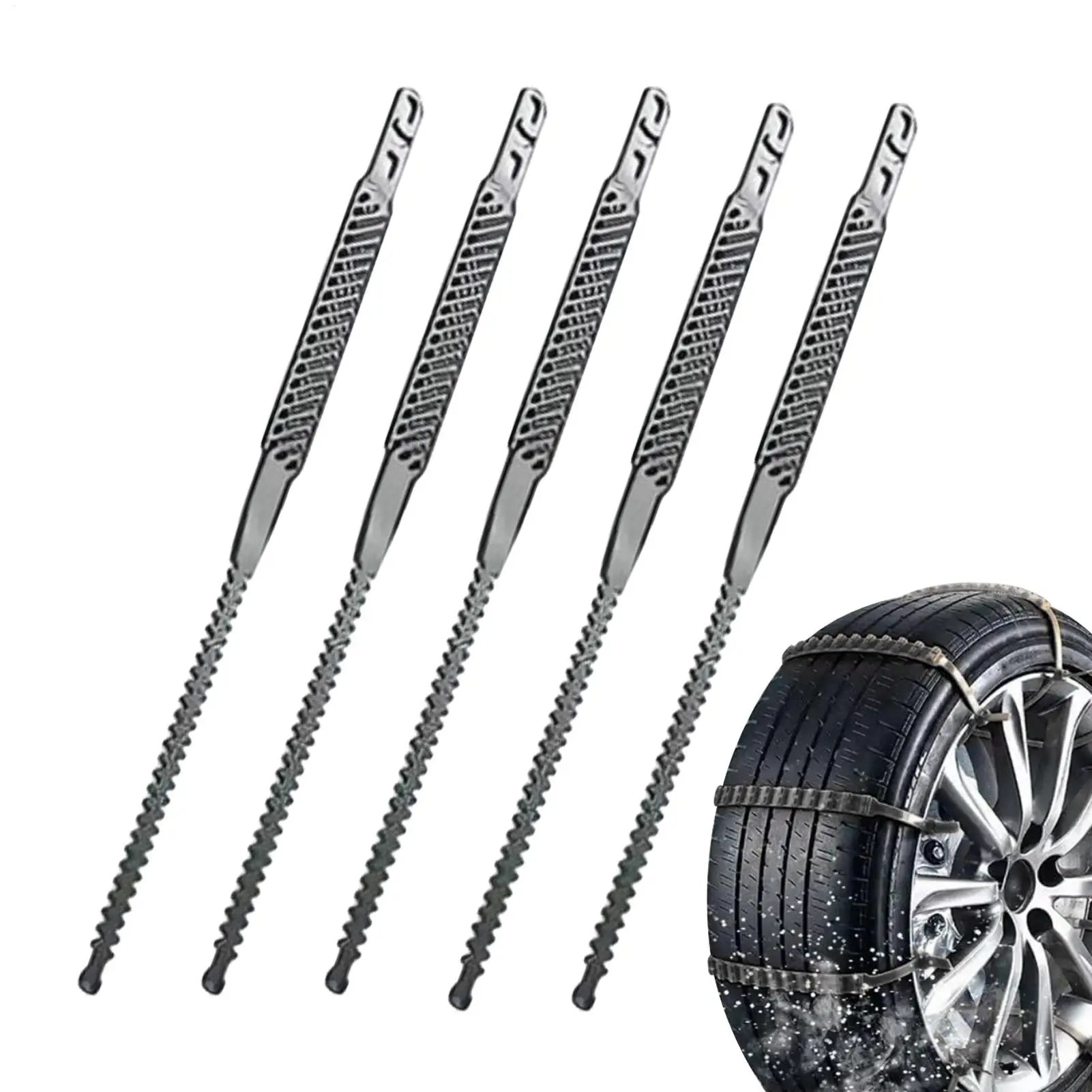 Snow Chains for Car Tires 5 Piece Tyre Traction Grips Snow Tire Chains for Suv Truck Pickup Van Sedans 165-275mm Winter Driving
