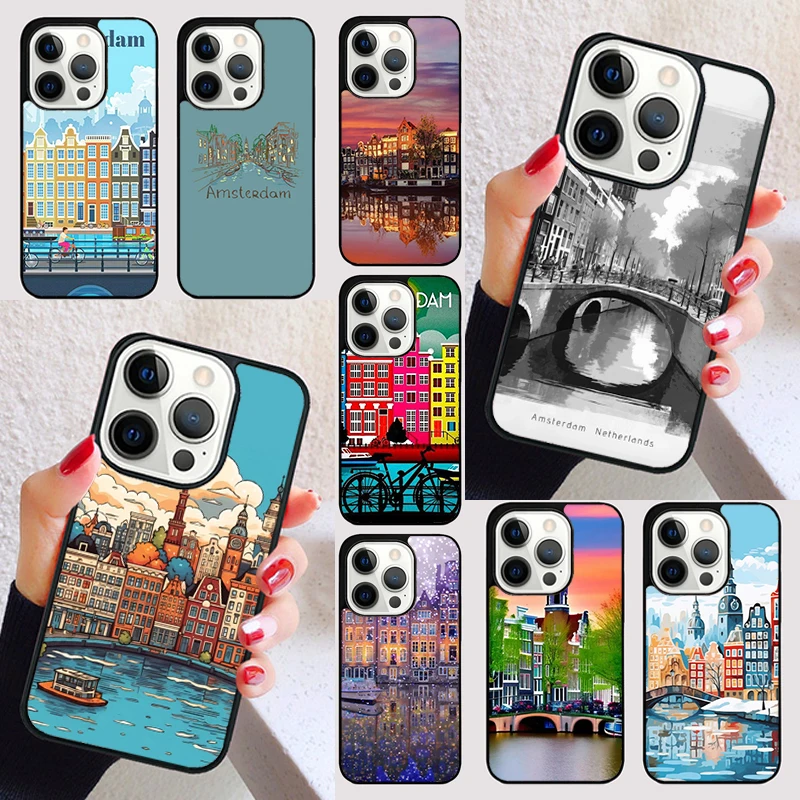 Amsterdam City Poster cover For iPhone 15 16 13 12 11 14 Pro Max Mini Max SE 2020 7 8 15 16 Plus Phone Case